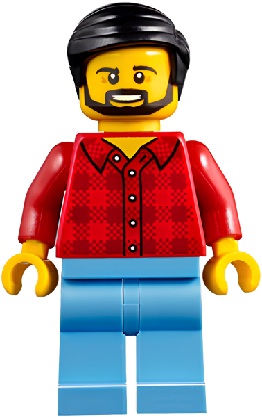 Минифигурка Lego Camper - Male, Red Plaid Flannel Shirt, Medium Blue Legs, Black Smooth Hair cty0843